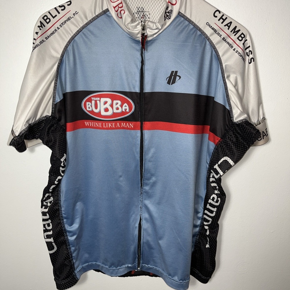 Hincapie cycling jersey with a light blue and white color scheme Men's XL